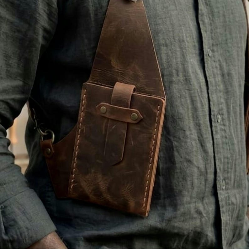 Premium Leather Chest Holster Bag for Men and Women, Handmade Shoulder Rig Bag, Adjustable Utility Crossbody Travel Holster, Minimal EDC Bag