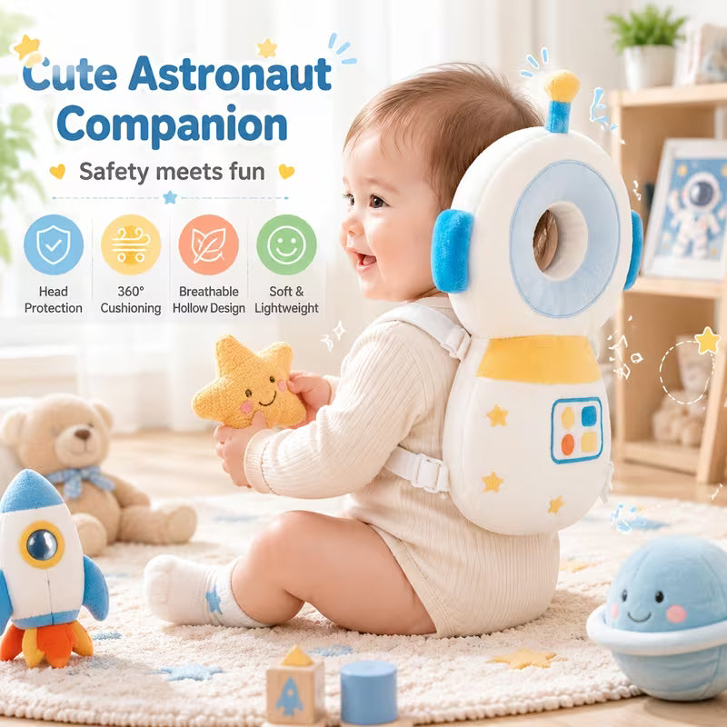 DAYSBaby Head Protector Backpack, Adjustable Infant Anti-Fall Pillow, Soft Plush Toddler Walking Harness with Safety Buckle for Crawling Travel Daily Use, Perfect 1st Birthday Surprise