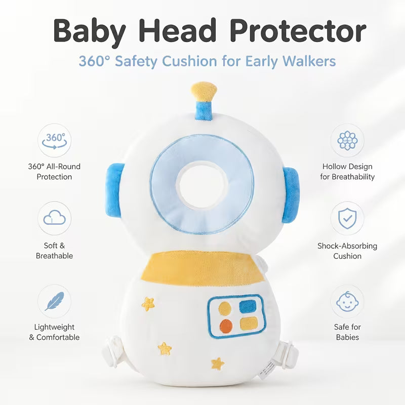 DAYSBaby Head Protector Backpack, Adjustable Infant Anti-Fall Pillow, Soft Plush Toddler Walking Harness with Safety Buckle for Crawling Travel Daily Use, Perfect 1st Birthday Surprise
