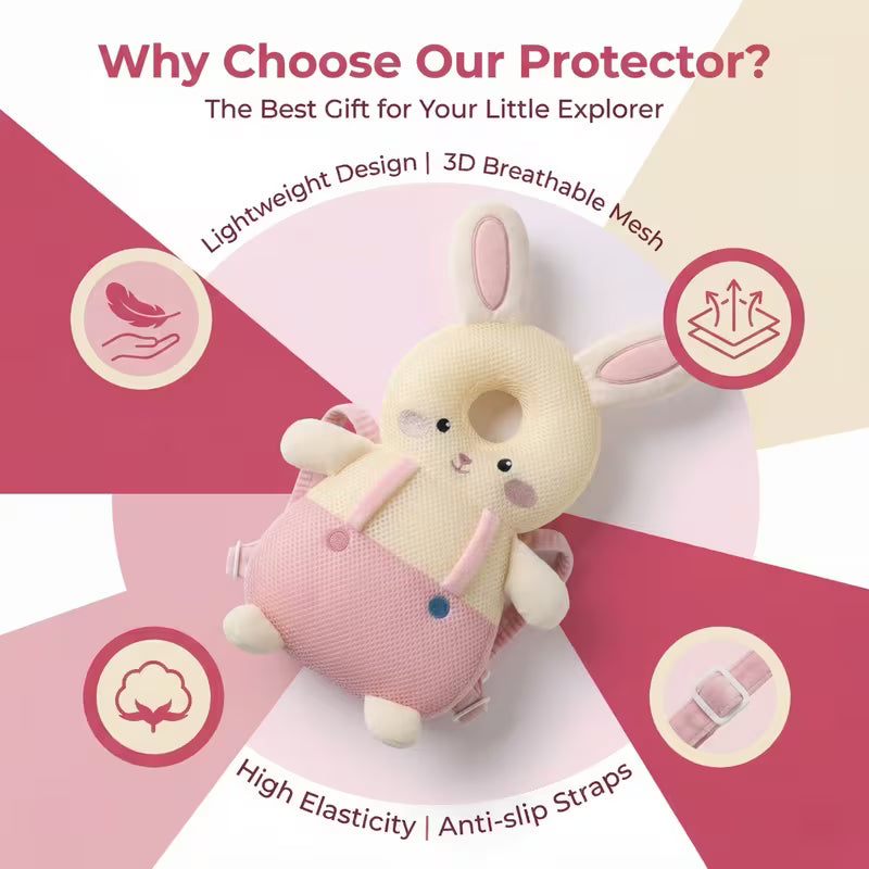 Cute plush animal backpack for children - protect your little one's head - Soft polyester holiday gift bag with adjustable straps for kids.