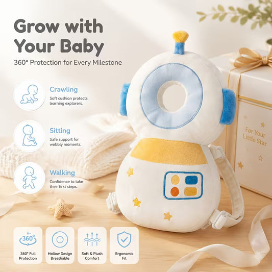 DAYSBaby Head Protector Backpack, Adjustable Infant Anti-Fall Pillow, Soft Plush Toddler Walking Harness with Safety Buckle for Crawling Travel Daily Use, Perfect 1st Birthday Surprise