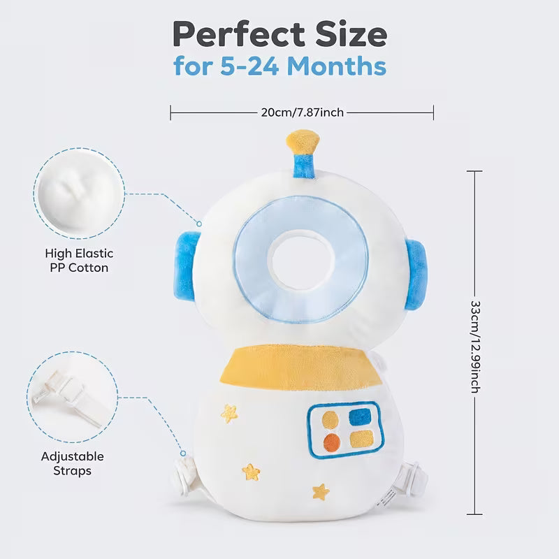 DAYSBaby Head Protector Backpack, Adjustable Infant Anti-Fall Pillow, Soft Plush Toddler Walking Harness with Safety Buckle for Crawling Travel Daily Use, Perfect 1st Birthday Surprise