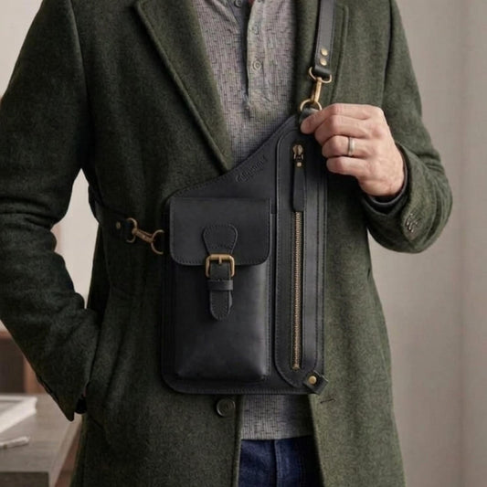 Handmade Leather Crossbody Bag,Anti Theft Wallet , Phone Pouch, Minimalist Shoulder Bag