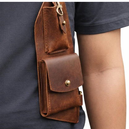 Premium Leather Chest Holster Bag , Phone & Wallet Shoulder Harness, Gift For Him Or Her .