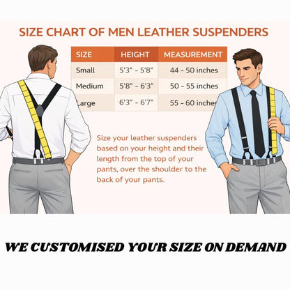 Handcrafted Black Leather Suspenders, Personalized Groomsmen Gift