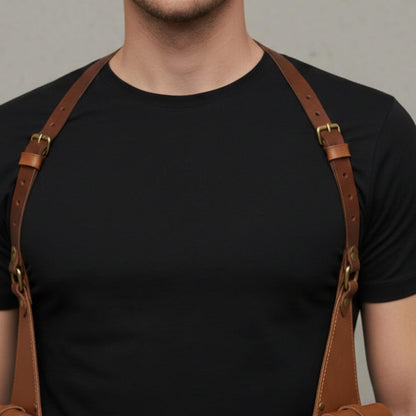 Brown Holster handmade leather Bag, Adjustable Shoulder Harness Pouch, Vintage Utility Festival Travel Bag, gift for Him.