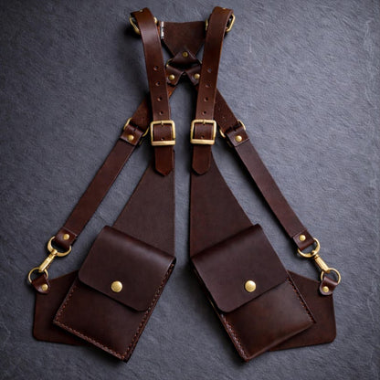 Handmade Leather Holster Shoulder Bag, Travel Chest Bag for Men & Women, Adjustable Crossbody Utility Harness Bag.Deep pocket Holster.