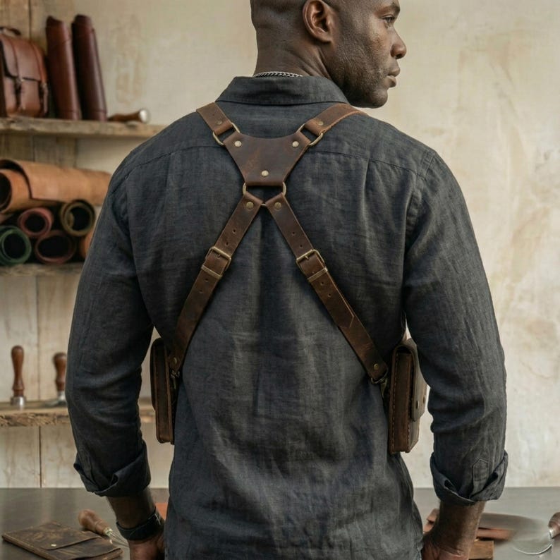 Premium Leather Chest Holster Bag for Men and Women, Handmade Shoulder Rig Bag, Adjustable Utility Crossbody Travel Holster, Minimal EDC Bag