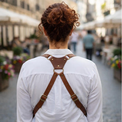 Unisex Brown Leather Holster Chest Bag, Handmade Crossbody Travel Bag, Anti Theft Underarm Shoulder Utility Bag.