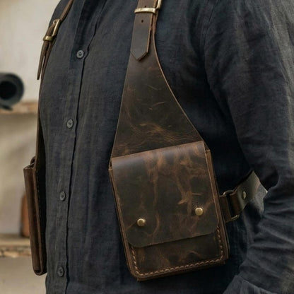 Premium Leather Chest Holster Bag for Men and Women, Handmade Shoulder Rig Bag, Adjustable Utility Crossbody Travel Holster, Minimal EDC Bag