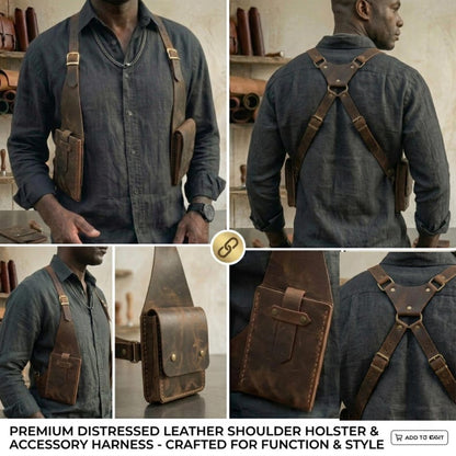 Premium Leather Chest Holster Bag for Men and Women, Handmade Shoulder Rig Bag, Adjustable Utility Crossbody Travel Holster, Minimal EDC Bag