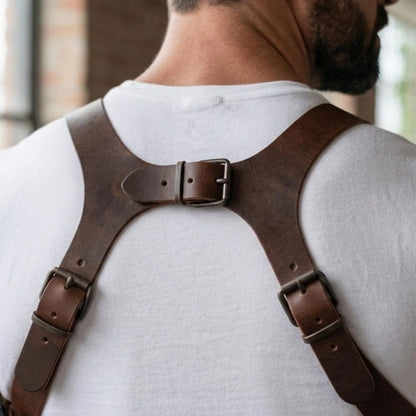 Vintage Premium Leather Gun Holster for Men , Adjustable Gun Holster Harness , Hunting Leather Holster.
