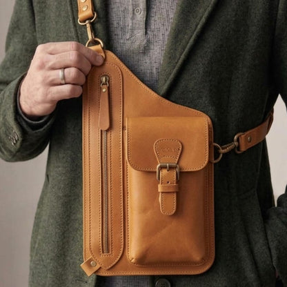 Handmade Leather Crossbody Bag,Anti Theft Wallet , Phone Pouch, Minimalist Shoulder Bag