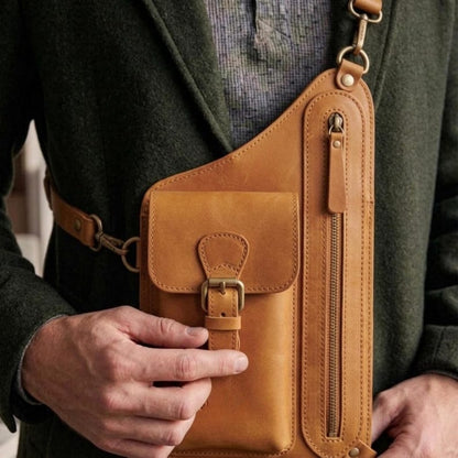 Handmade Leather Crossbody Bag,Anti Theft Wallet , Phone Pouch, Minimalist Shoulder Bag
