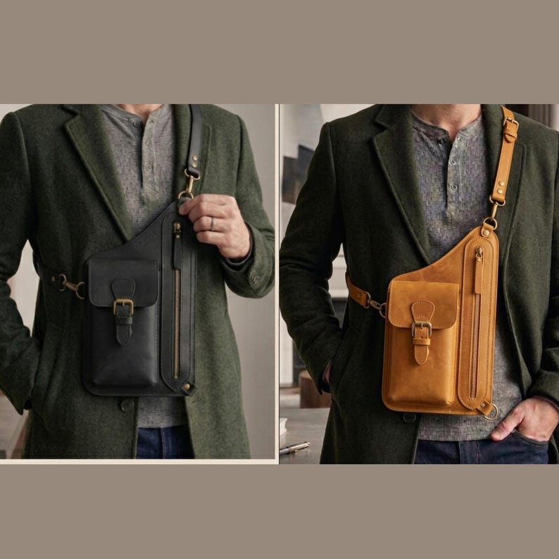 Handmade Leather Crossbody Bag,Anti Theft Wallet , Phone Pouch, Minimalist Shoulder Bag